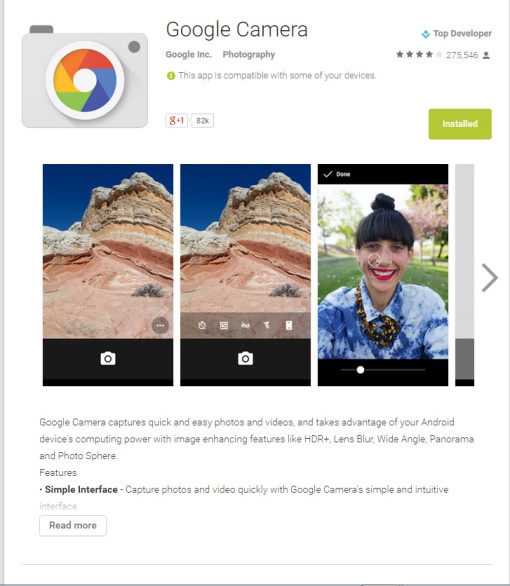 Google Camera App Screenshot